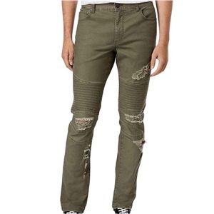 American Rag Cie Mens 33 x 30 Distressed Olive Green Jeans